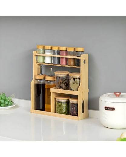 12-Piece Bamboo Spice & Oil Set - Premium Glass Kitchen Organizer