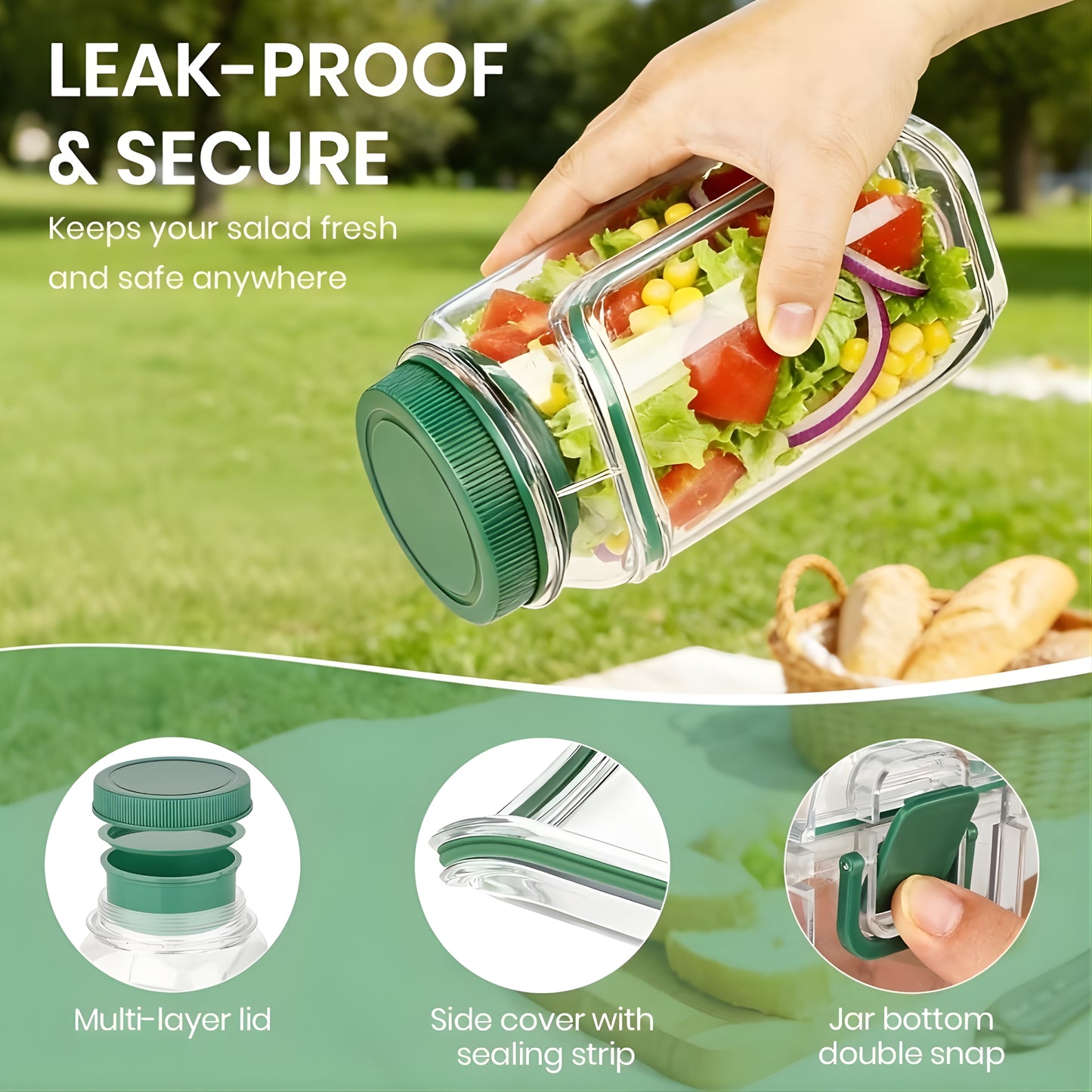 Salad Pod Side-Opening Leakproof Salad Jar
