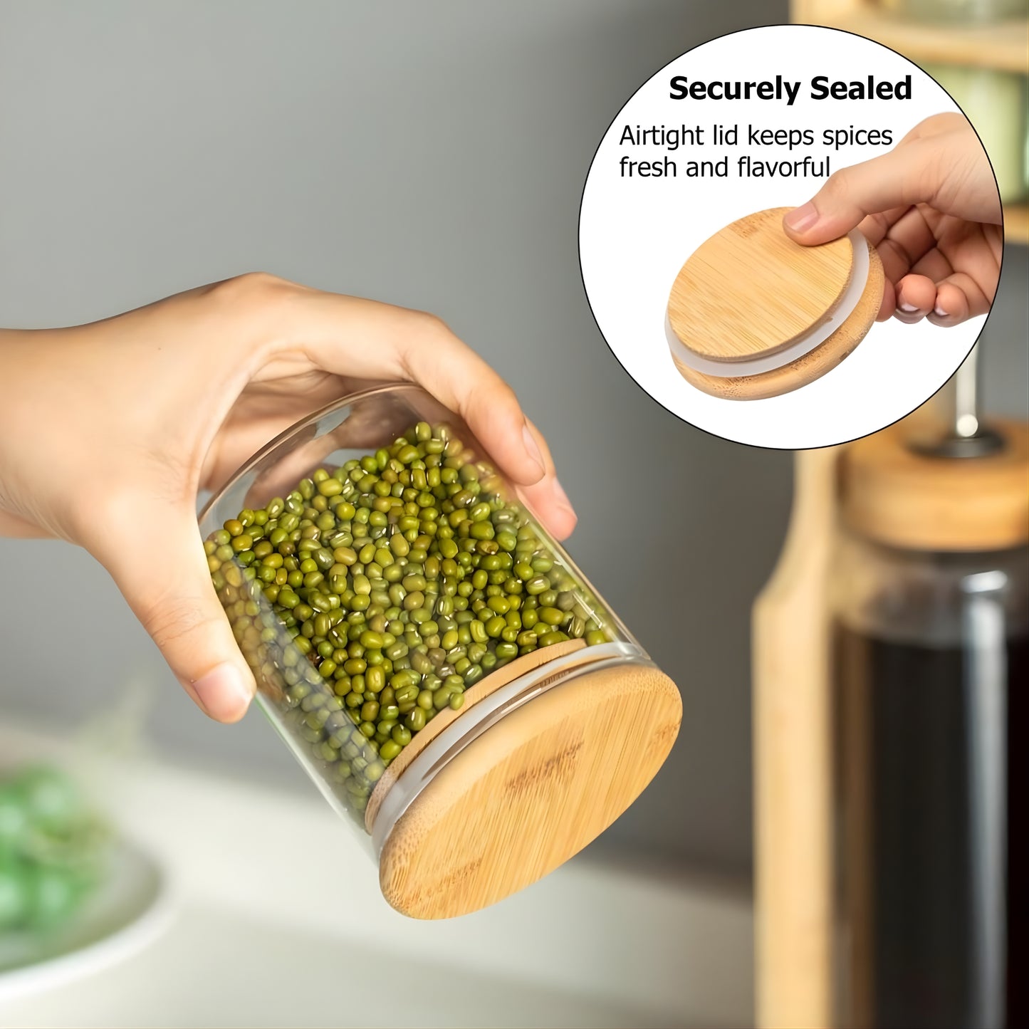 12-Piece Bamboo Spice & Oil Set - Premium Glass Kitchen Organizer